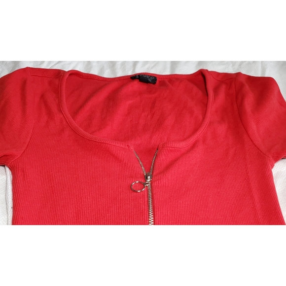 Red Ring Pull Zipper Bodysuit - Picture 6 of 9